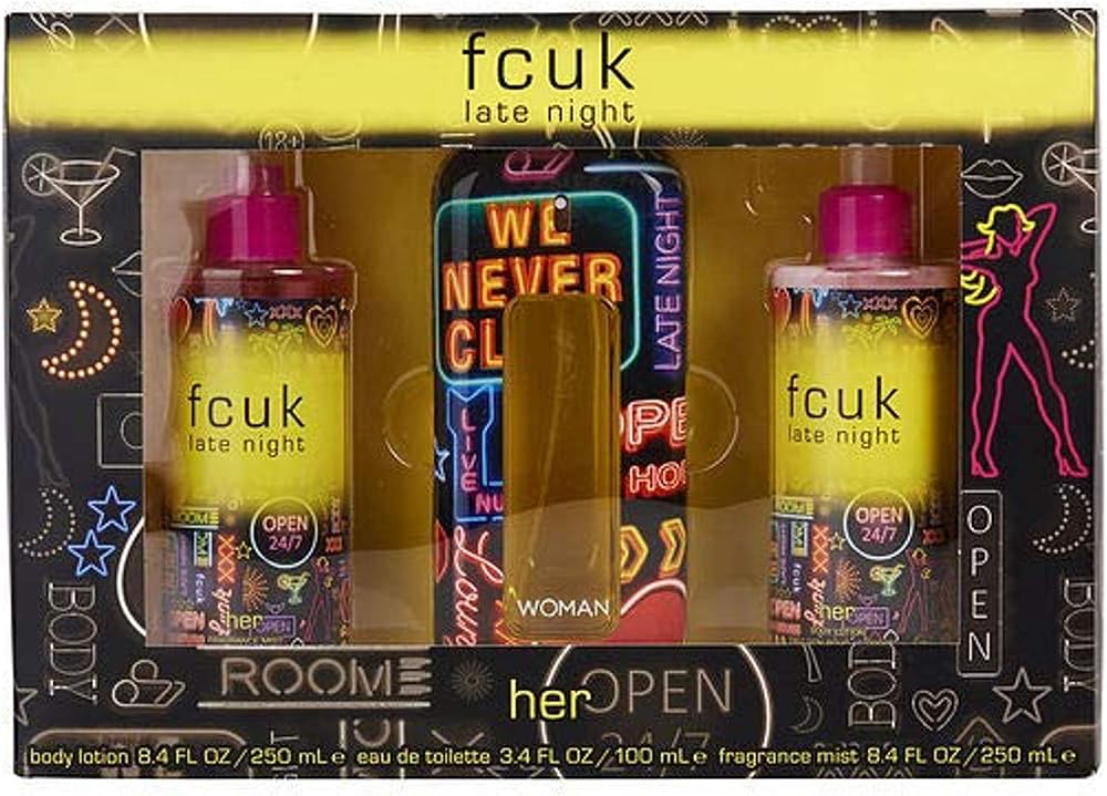 FCUK Late Night 100ml EDT Gift Set for Her with Body Lotion