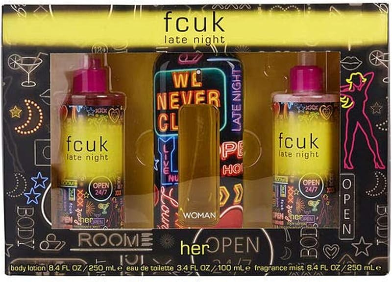 FCUK Late Night 100ml EDT Gift Set for Her with Body Lotion