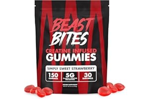 BEAST BITES Creatine Monohydrate Gummies - for Men and Women - 5g Creapure Creatine, Support Muscle Mass, Strength, and Cognitive Function - Made in USA - 150 Gummies - 30 Servings