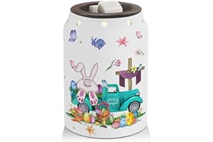 COCHPRIET Easter Decor Wax Warmer, Bunny Truck Cross Easter Eggs Decorations for Home, Women Gifts, Spring Ceramic Melt Warmer for Scented Wax Oil Candle, Electric Scentsy Warmer for Livingroom Kitchen Bathroom