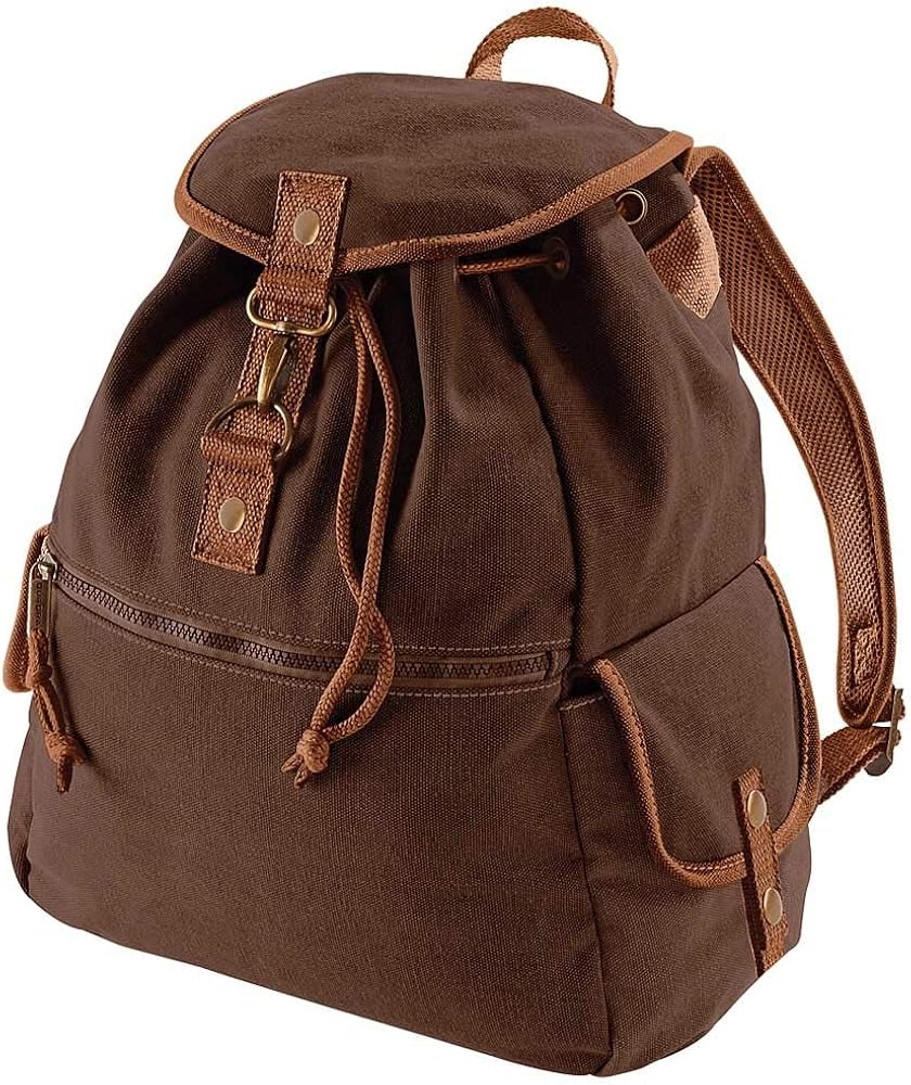 Quadra Unisex Vintage canvas backpack Amazon.co.uk Luggage