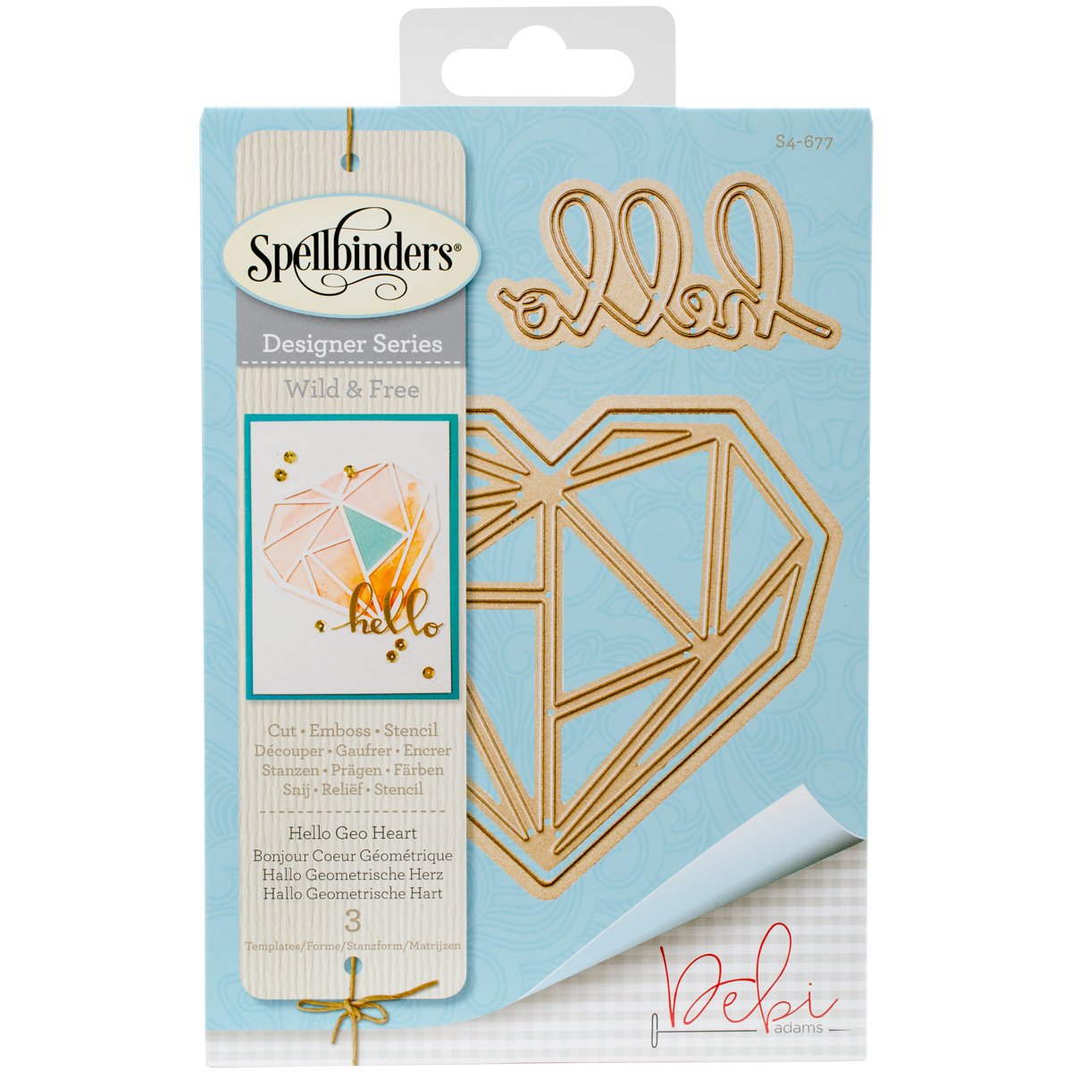 Spellbinders Shapeabilities Hello Geo Heart Die, Metal, Brown, 19.6 x 12.4 x 0.2 cm