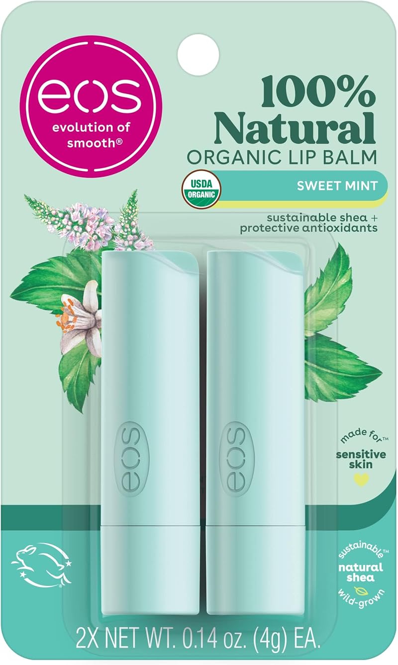 EOS Lip Balm Sweet Mint 2 Pack - Mint Flavor, Mild Mint Scent