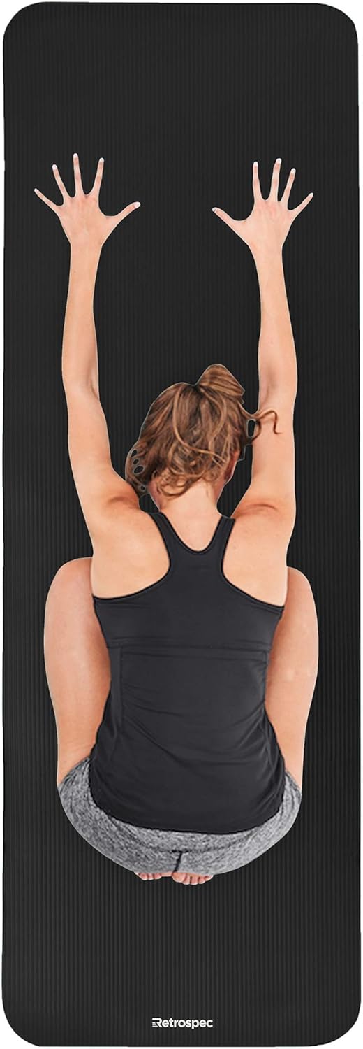Retrospec Solana Yoga Mat 1" Thick w/Nylon Strap for Men & Women - Non Slip Excercise Mat for Yoga, Black, 1 inch (3393) : Sports & Outdoors