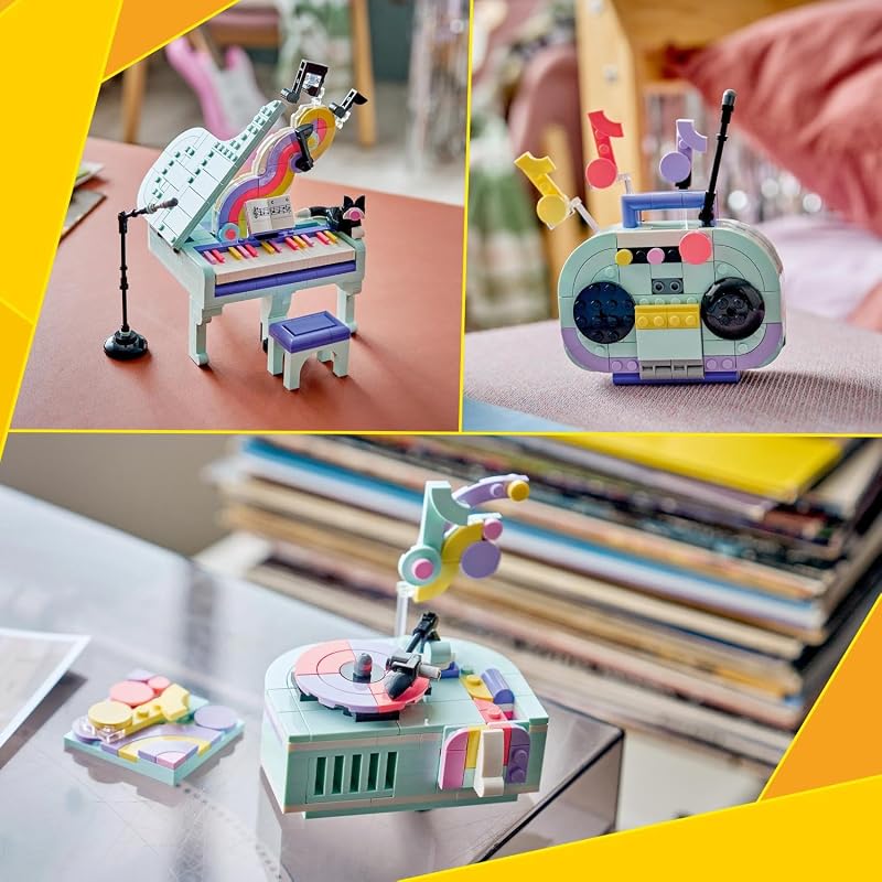 Creator 3en1 Piano Musical Decorativo con Gato de Juguete - Transformable en Radio Retro o Tocadiscos Vintage - Decoración de la Habitación Infantil - Regalo para Niñas y Niños de 9+ Años - 31392