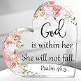 Gerrii Christian Gifts for Women Inspirational Religious Gifts for Her Bible Verse Desk Decor Spiritual Acrylic Plaque Decorative Sign for Birthday Mom Sister Friend(Floral)