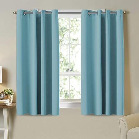 Amazon Com Bedroom Curtains Blackout Draperies Grommet Top Blackout Panels Drapes For Kid S Room Blue Room Darkening Curtain Panels For Nursery Infant Care Drapes 2 Panels 52 X 63 Inch Aqua Kitchen