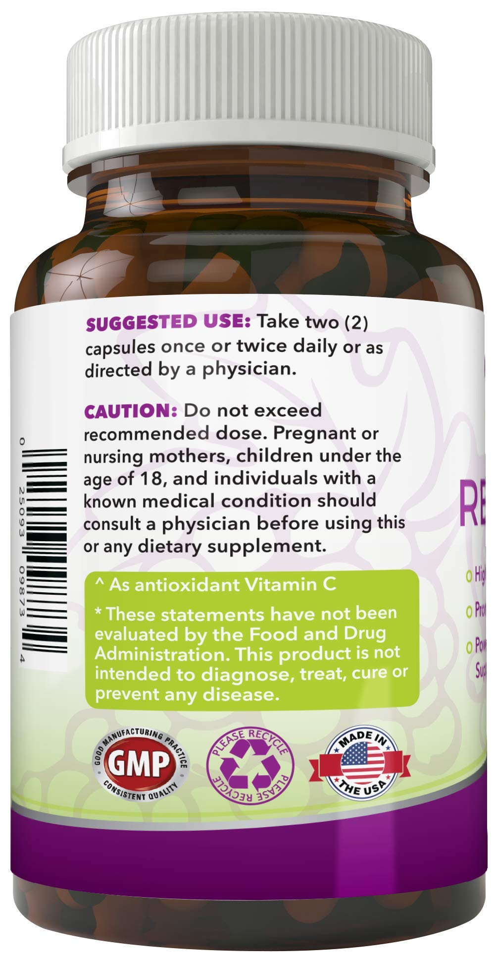 RESVERATROL145090day Supply, 1450mg per Serving of Potent Antioxidants