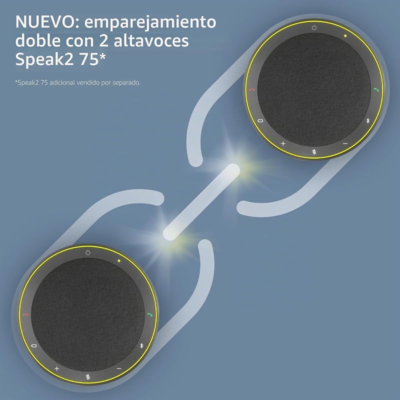 Alto-falante bluetooth sem fio jabra speak2 75, 4 microfones com cancelamento de ruído, alto alcance de 65 mm e áudio de banda super larga - certificado para equipes ms - cinza escuro