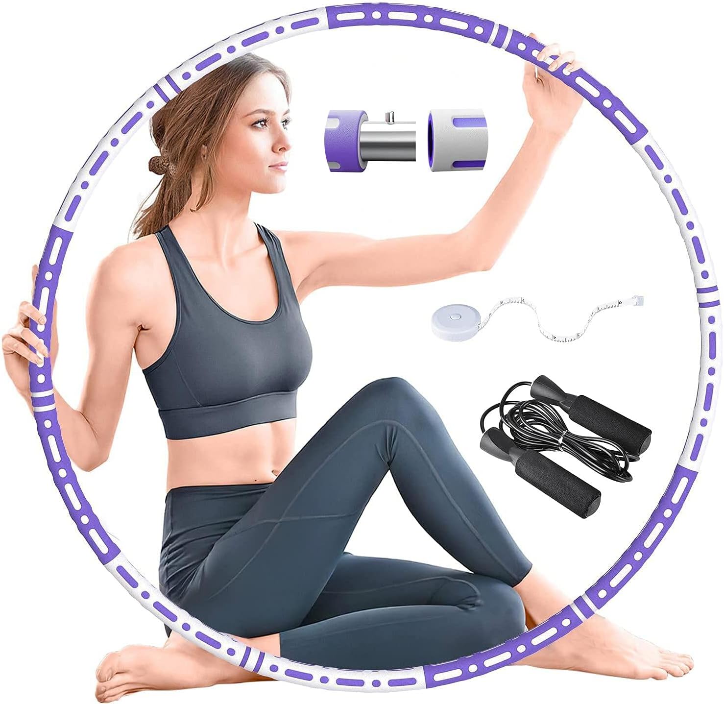 RIRGI Exercise Hoop for Adults Weighted Fitness Hoop, Exercise Circle Pilates Circles 6 Section Detachable Weighted Circle and 2lb Adjustable Weight Pilates Hoop for Men and Women : Sports & Outdoors