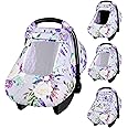 CARUILI Purple Floral Waterproof Car Seat Cover for Babies, Windproof and Kick-Proof, Universal Fit, Soft Mink Plush Material