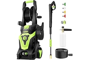 PowRyte Electric Pressure Washer with Hose Reel, Foam Cannon, 4 Different Pressure Tips, Power Washer,4500 PSI 2.6 GPM