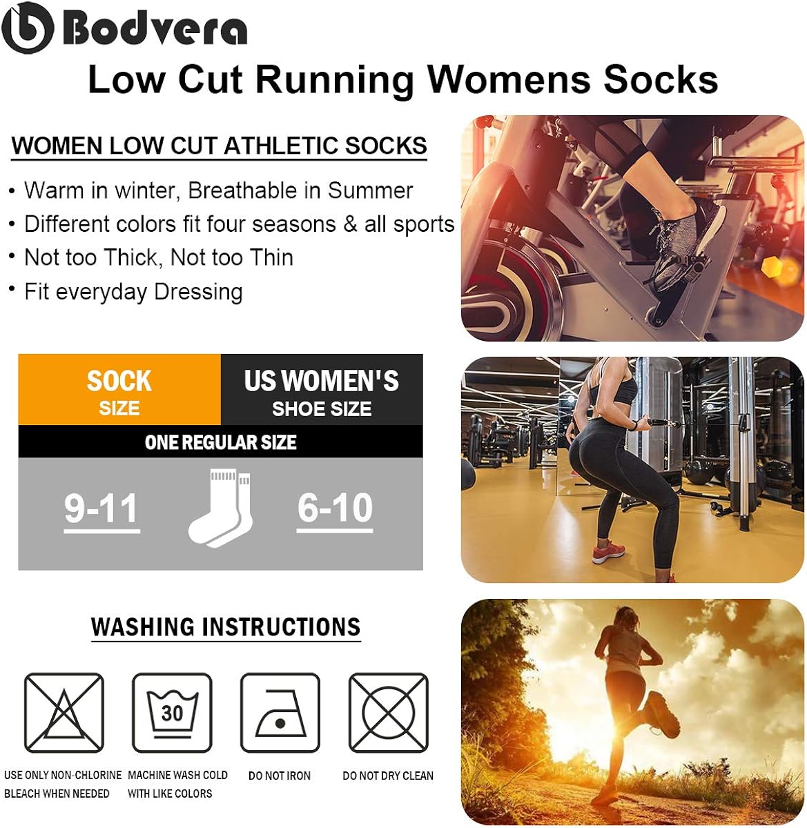 Bodvera Women's 6 Pack Performance Ankle Athletic Running Socks Cushioned Breathable Low Cut Sports Tab Socks White at  Women’s Clothing store
