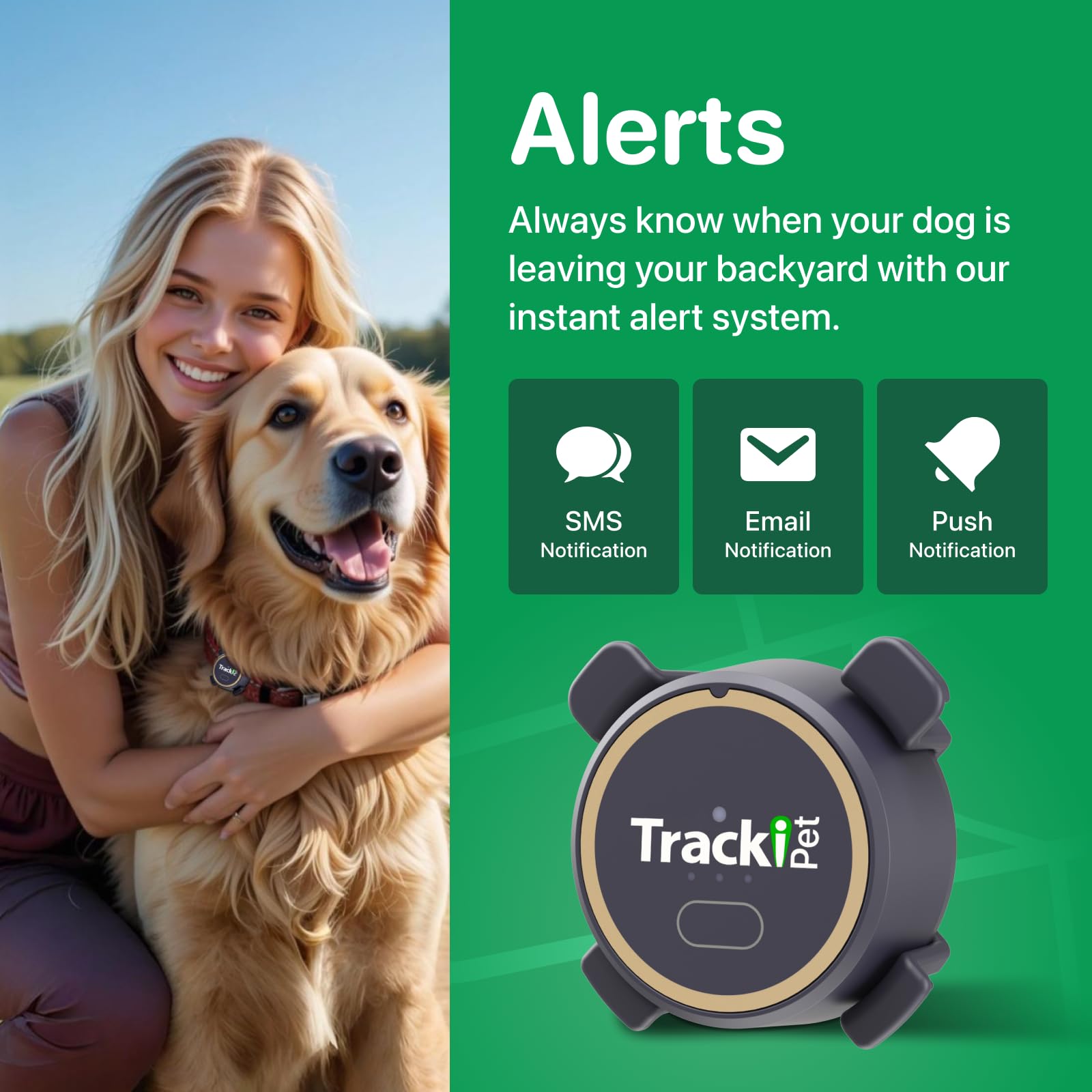 Dog GPS Tracker - Real-Time Tracking Device - Smart Alerts & Geo-Fence - Collar-Compatible, Waterproof - Long-Life Battery - App Works with iOS & Android (Subscription Required) (Tracker for Dogs)