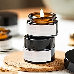 Lil Ray 2 Oz Glass Cream Jars with Black Lid, Empty