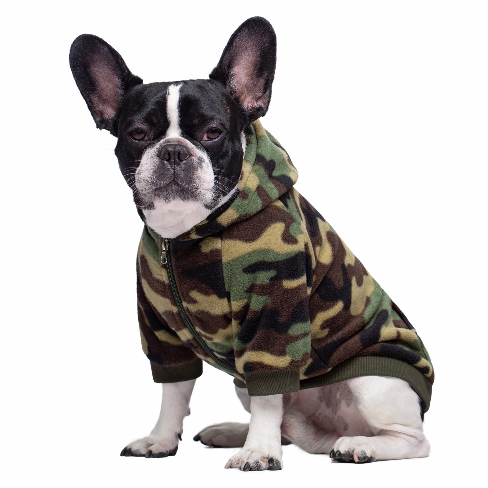 Photo 1 of Camo French Bulldog Clothes Dog Hoodie Sweatshirts with Pockets for Small Dogs Puppy Chihuahua Coat Clothing Pet Cat Hoodie Fleece Dog Sweaters Costume