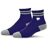 For Bare Feet NCAA KANSAS STATE WILDCATS Cozy Two Stripe Quarter Sock Team Color OSFM