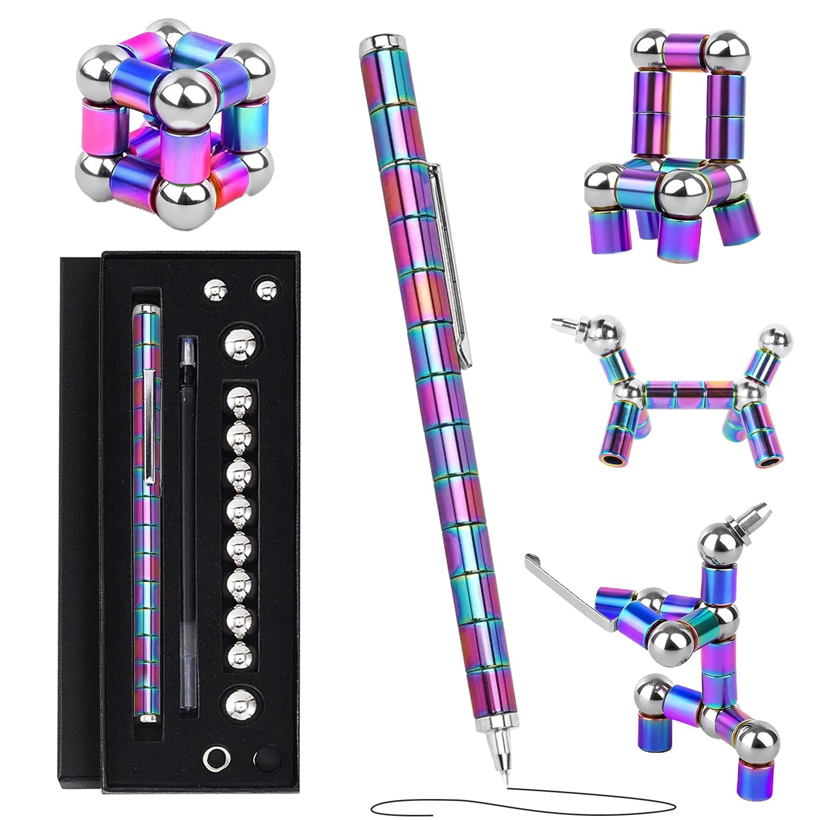 Photo 1 of Rainbow Color Magnetic Fidget Pen Toy, Decompression Magnet Figette Desk Tool