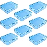 Goodma 8 Pieces Rectangular Plastic Boxes Empty Storage Organizer Containers with Hinged Lids for Small Items and Other Craft Projects (Blue, 4.5 x 3.3 x 1.1 inch)