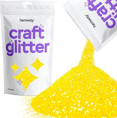 Hemway Fluorescent UV Neon Yellow Glitter 100g Chunky Craft Glitter