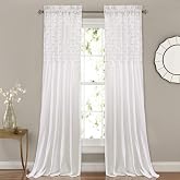 Lush Decor Bayview Light Filtering Window Curtain Panels Pair 54" W x 84" L +2" White - White Curtains for Bedroom - Pintuck Living Room Curtains
