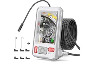 Endoscope Camera with Lights, 8mm/0.32in FHD Borescope Inspection Camera, 8 LEDs, 4.3" IPS Screen, Sanyipace Plumbing Camera for Automotive, Mechanics Men, IP67 Waterproof and Oilproof, 16.4FT Cable