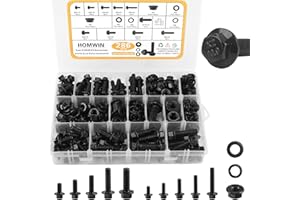 Homwin 286Pcs Flange Metric Bolt Assortment, M6-1.0, M8-1.25, M10-1.5 (12mm to 30mm) Assorted Metric Bolts and Nuts Kit, Zinc