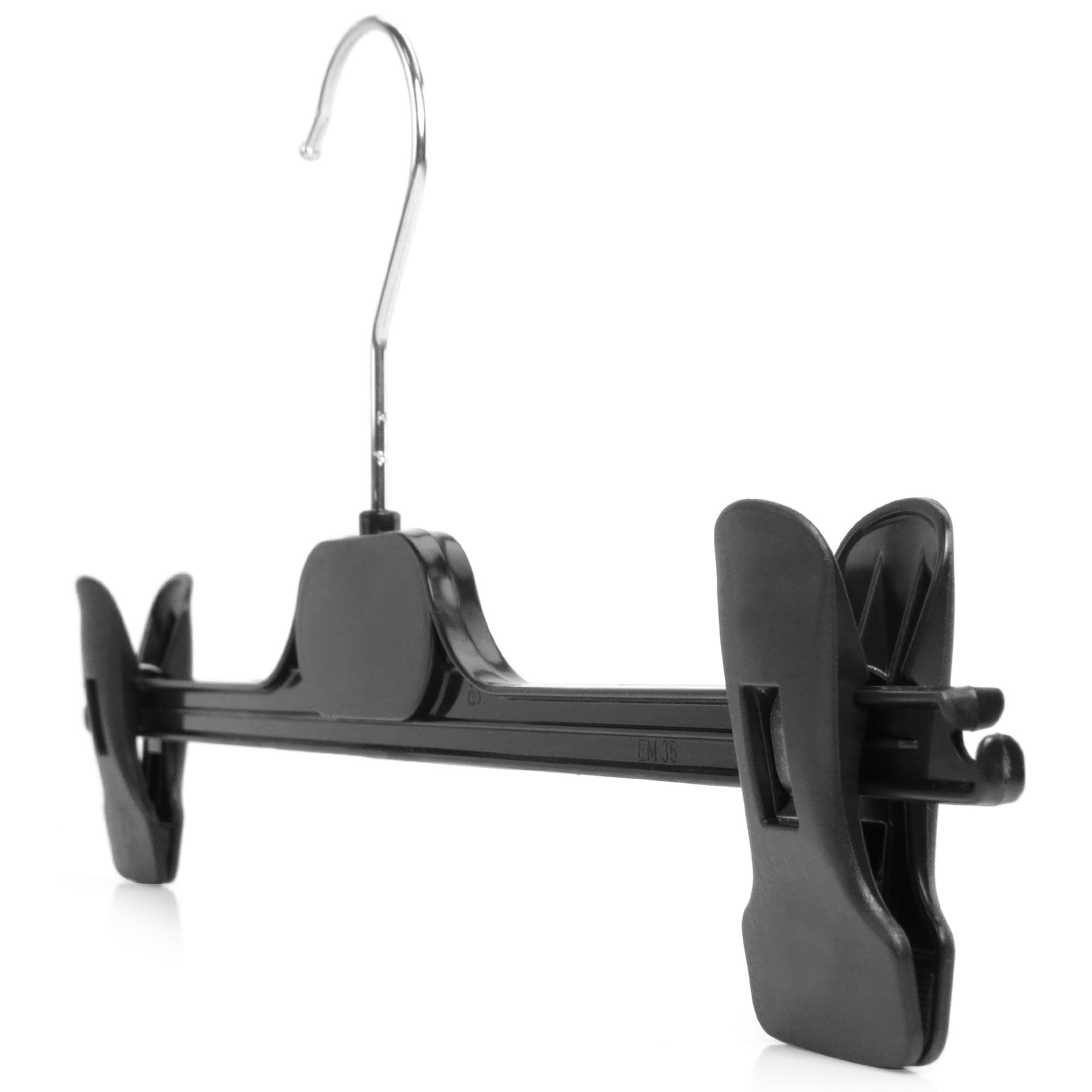Hangerworld - 10 Black Plastic Trouser & Skirt Adjustable Clip Hangers – 35cm