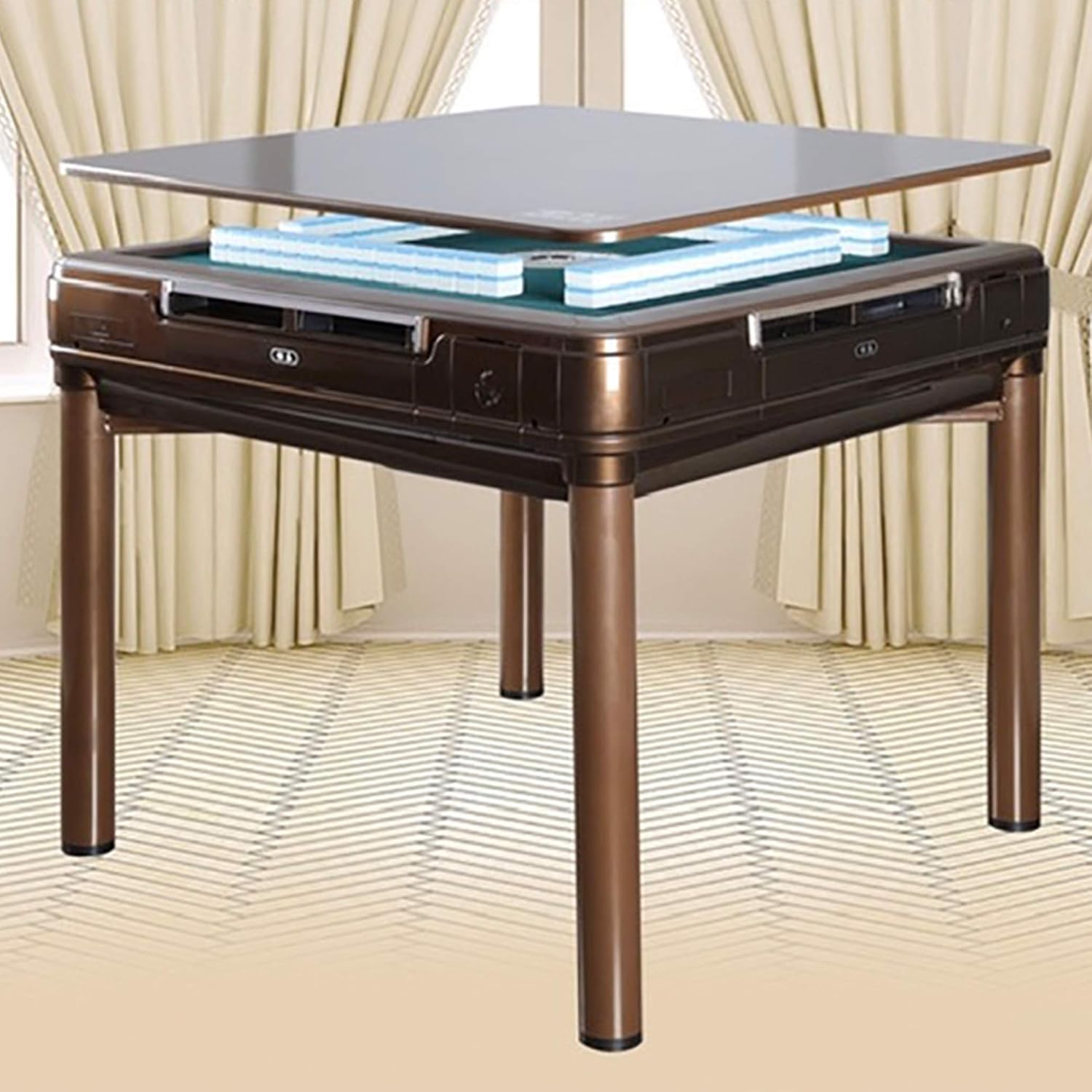 Folding Mahjong Table PYY Automatic Mahjong Table - Portable Electric Game Table With 144 Magnetic Tiles For Filipino & Chinese Style Play Portable Electric Mahjong Game Table