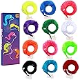 Zalmoxe 12 Pcs Fuzzy Worms on with a Invisible String Carnival Party Favors for Kids Birthday (12 Colors)