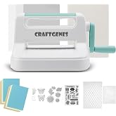 CraftGenes 6 Inch Manual Die Cutting and Embossing Machine for Card Making | Manual A5 kit with plates, dies, embossing folders and cardstock for card making, scrapbooking, invitations and gift tags