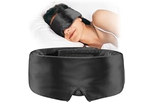 Umisleep Soft Sleep Mask, Blackout Eye Mask for Side Sleepers, Women Men Sleeping Mask, Anti-Wrinkle & Softer Than Real Mulberry Silk Eye Cover, Satin Blindfold with Adjustable Velcro, Black