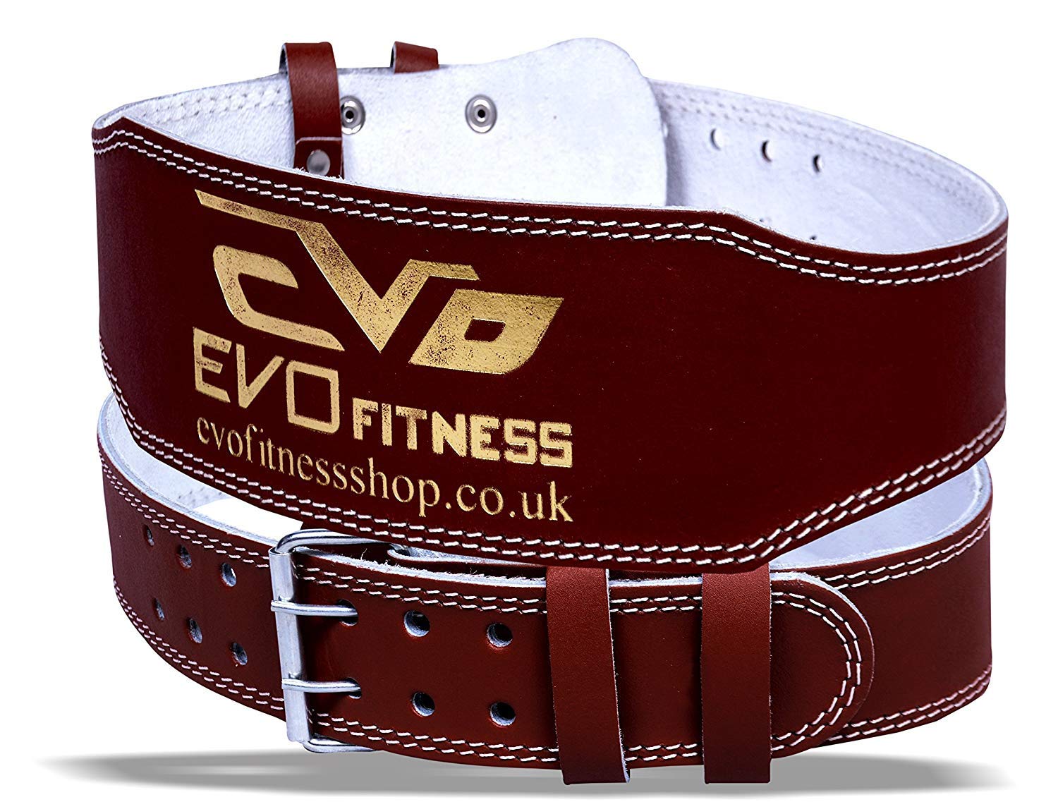 EVO Fitness 6" Pure Leather Weight Lifting Gym belts Back Support Wraps (Medium)