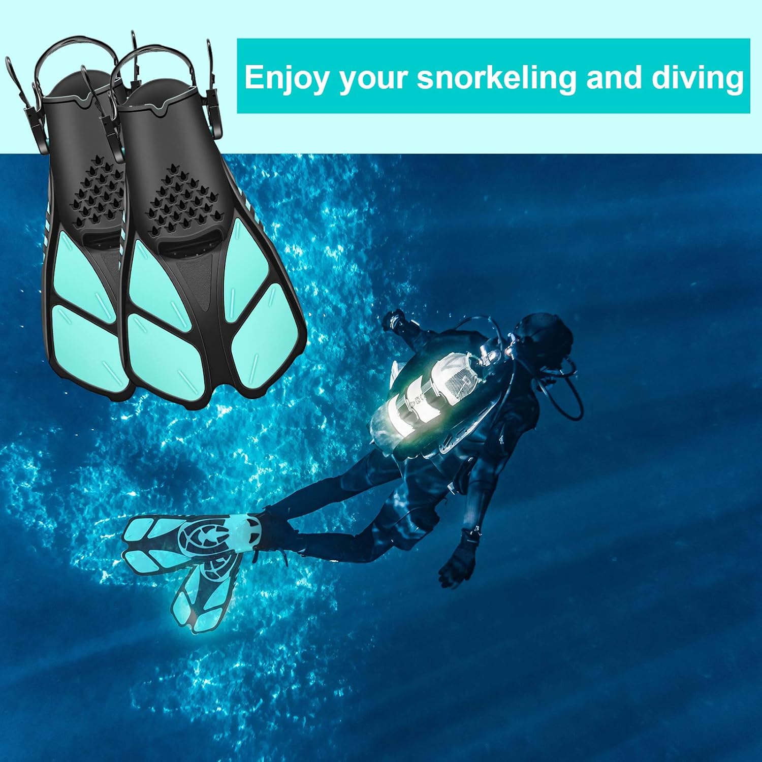 Swim Fins Open Heel, Adjustable and Light Diving Fins with Good Thrust, Travel Size Short Flippers for Snorkeling Swimming （Unisex） : Sports & Outdoors