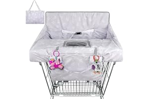 YRHSNCLSDG Grey Alphabet Shopping Cart Cover & Grocery Cart Cover for Baby, Portable 2-in-1 High Chair Cover with Safety Harness, Multifunctional Cart Covers for Babies with Clear Phone Pouch