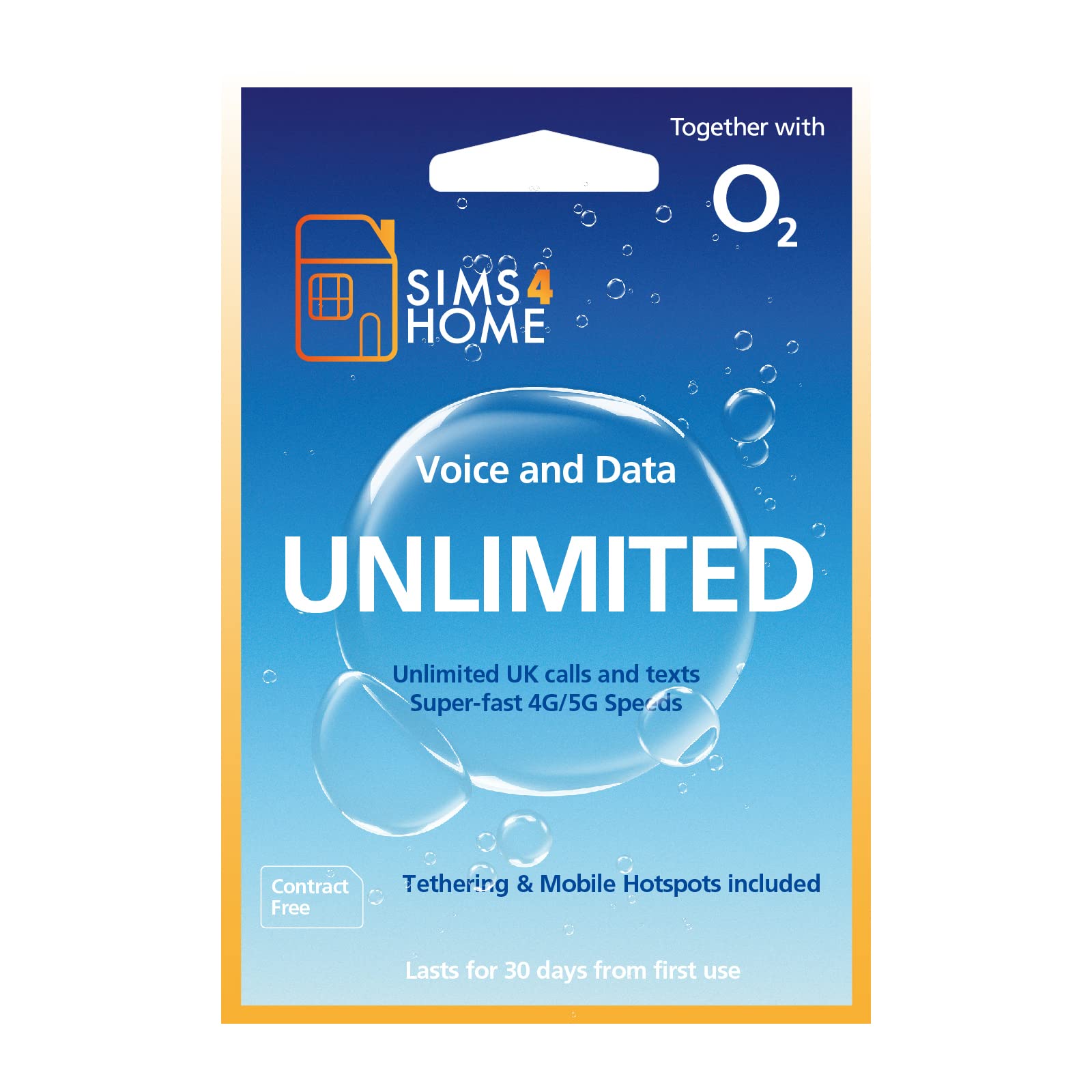 O2 Sim Card Preloaded with UNLIMITED UK Calls, Texts & 4G/5G Data. (Valid for 30 days). No Contracts, No Commitments, No Credit Checks, No Tie-ins, No Personal ID. Simple to renew
