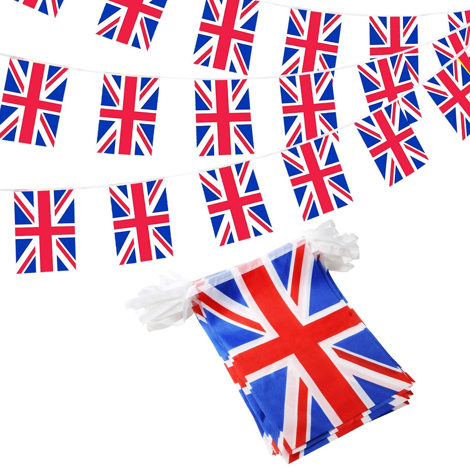 E-ASUM Union Jack Bunting Flag 30pcs British Banners, 32.8Ft British String Bunting for Celebration Queen's Platinum Jubilee Pub National Day Parades Decorations Sports Events Home Celebration Party