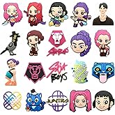 MHUGVFS 20 Pcs K-Pop Themed Shoe Charms for Clog Sandals Holes Slippers Lightweight Casual Slides Party Favors Gifts for Teens & Women