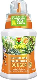 COMPO Kakteen- und Sukkulentendünger für alle Kakteen, Bonsais und dickblättrigen Pflanzen (Sukkulenten), Spezial-Flüssigdünger mit extra Kalium, 250 ml
