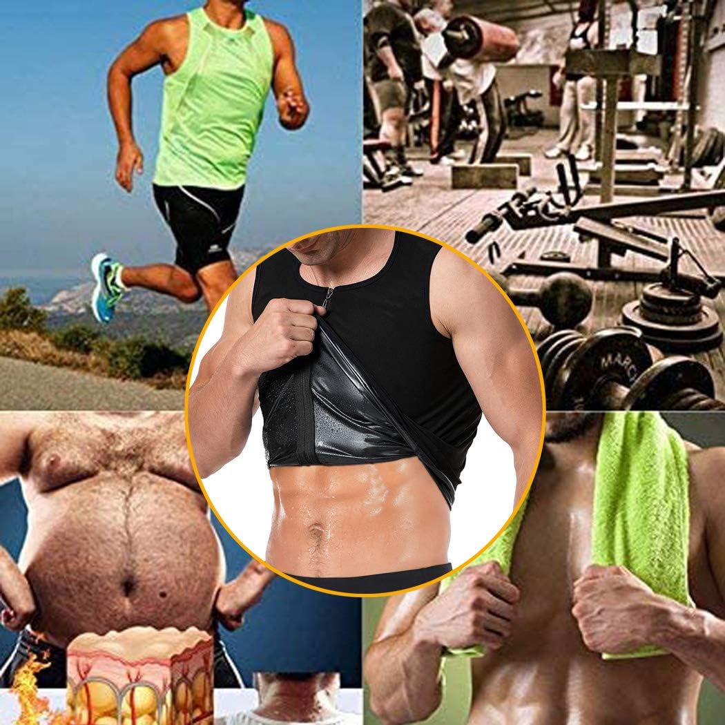 FLORATA Men Waist Trainer Vest Hot Sweat Sauna Suit Corset Body Shaper Zipper Tank Top Workout Shirt : Clothing