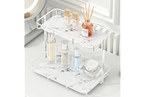 Dobbyby Bathroom Organizer Countertop Perfume Organizer Makeup Organizer Cosmetics Storage Display Rack 2 Tier Vanity Tray Dr