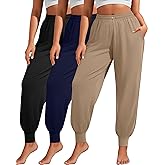 Sweetyweee 3 Pack Women Plus Size Yoga Joggers Lounge Sweatpants Lightweight Casual Jogger Running Workout Pant with Pockets