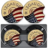 2 Pack Car Coasters for Cup Holders,Single Bullet Flag Car Coasters,2.75" Universal Size Anti Slip Rubber Mat,Automotive Interior Accessories,Auto Cup Holder Decor,Gifts for Father Men Women