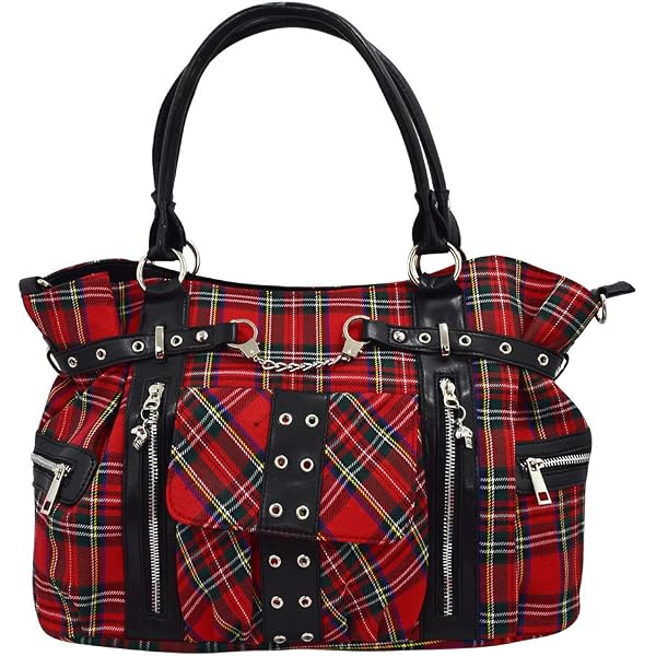 Amazon.com: Rise Up Handcuff Goth Punk Rock Black and Purple Plaid