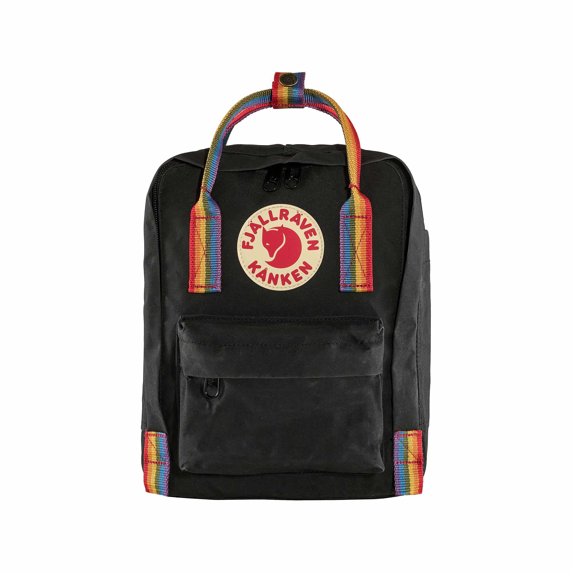FJALLRAVEN Kånken Rainbow Mini Backpack, Multicolor (Black-Rainbow Pattern)