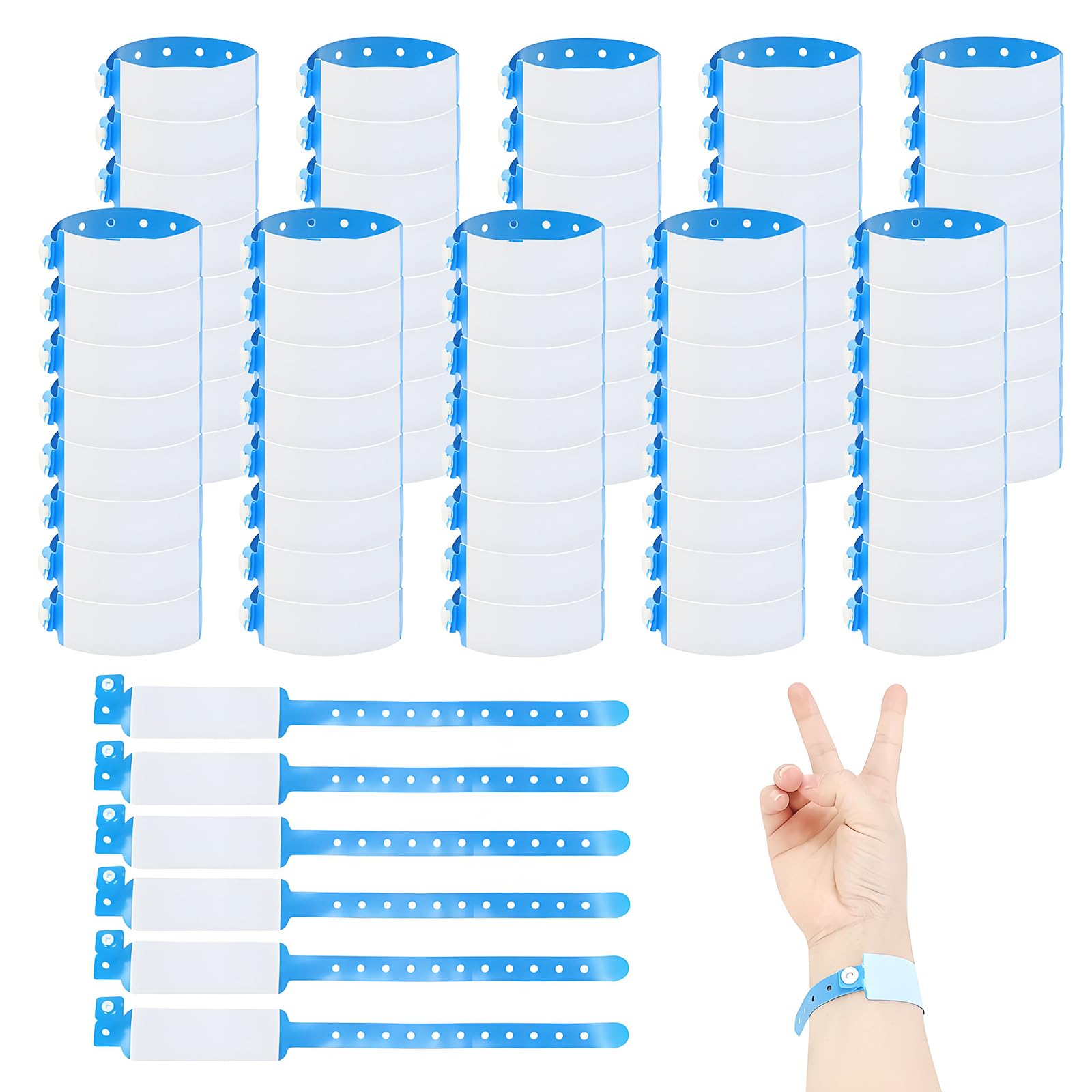 FloraMolly Wristbands for Events, 200Pcs Disposable Id Wrist Band Adults Waterproof PVC Teens Safety ID Bracelet for Festival Party Hospital Concert - Blue