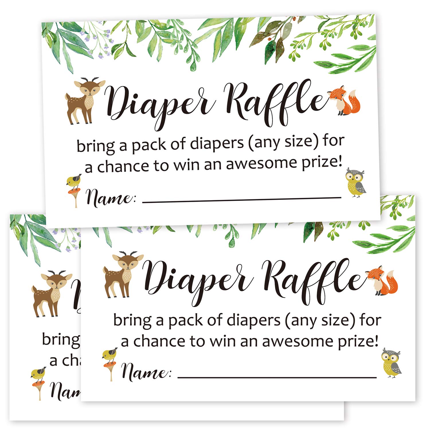 woodland diaper raffle tickets