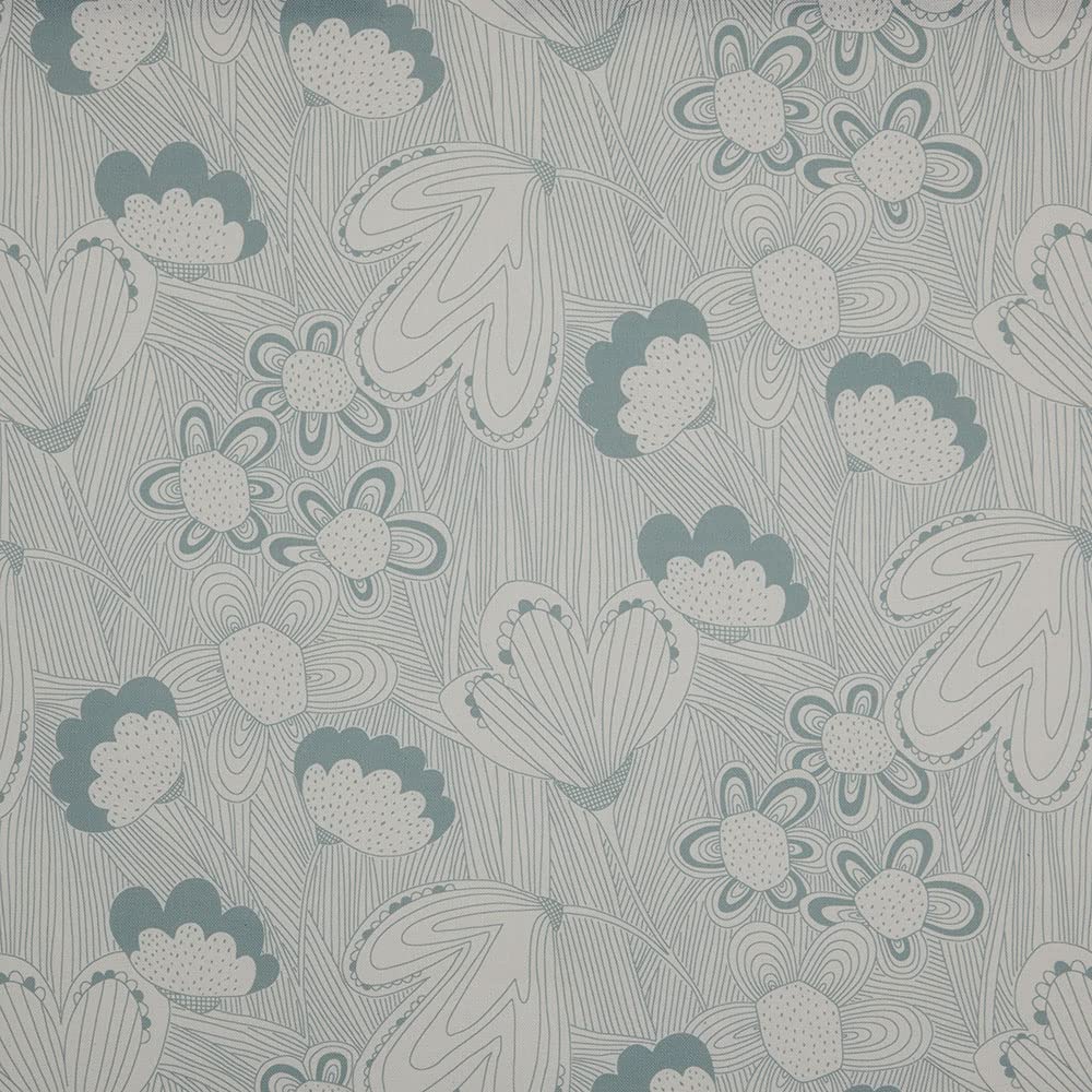 Kt KILOtela - Digital Printed Canvas Fabric, Half Panama Organic Cotton, Standard 100 by Oeko-Tex, 100 cm Length x 280 cm Width | Taimi, Flowers - Green ─ 1 metre