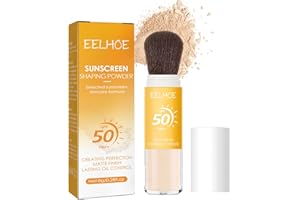 TIRDET Mineral Sunscreen Setting Powder, SPF 50 PA++ Powder Sunscreen for Face, Oil Control Lightweight Breathable Concealer Brush Powder, Mineral Brush Face Powder Translucent Powder for All Skin