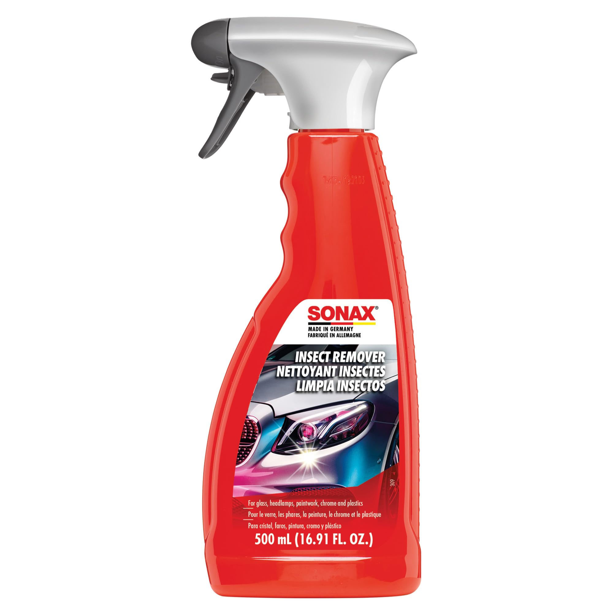 SONAX Insect Remover (500 ml) removes insect residues on glass, paint, chrome, and plastic surfaces | Item No. 05332000